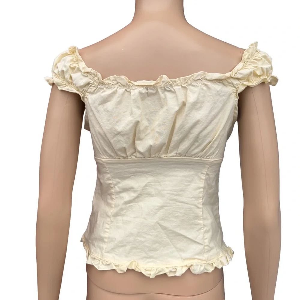 brandy melville pastel yellow ruffle top - Picture 3 of 10